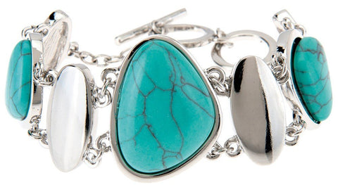 Silver and Turquoise Link Bracelet