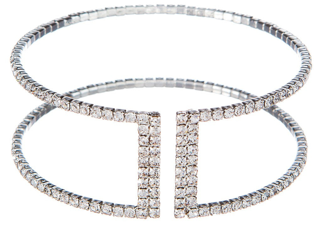 Silver Crystal Cuff Bracelet