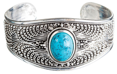 Silver Blue Gem Cuff Bracelet