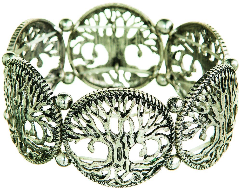 Silver Open Family Tree Design Bracelet